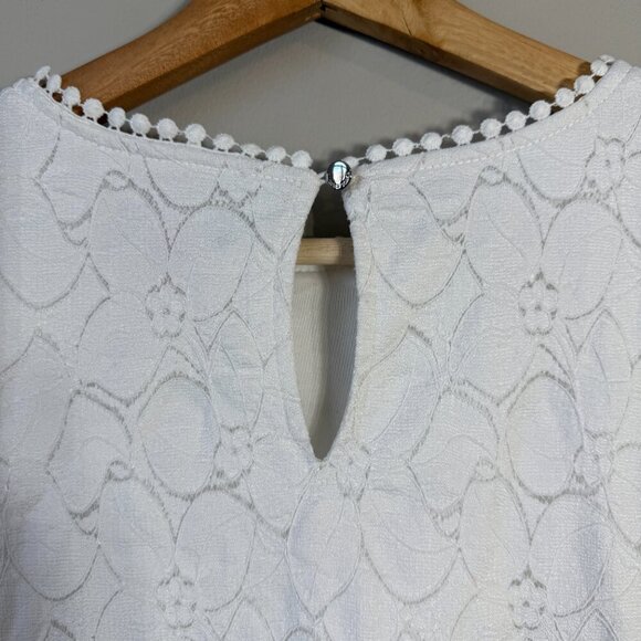 Vince Camuto Puff Sleeve Lace Textured Blouse Women's Small White Layered Boho - Picture 9 of 12
